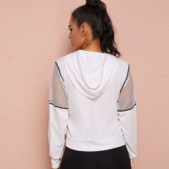 NWOT - White Mesh Lightweight Soft Hoodie - Picture 2 of 3